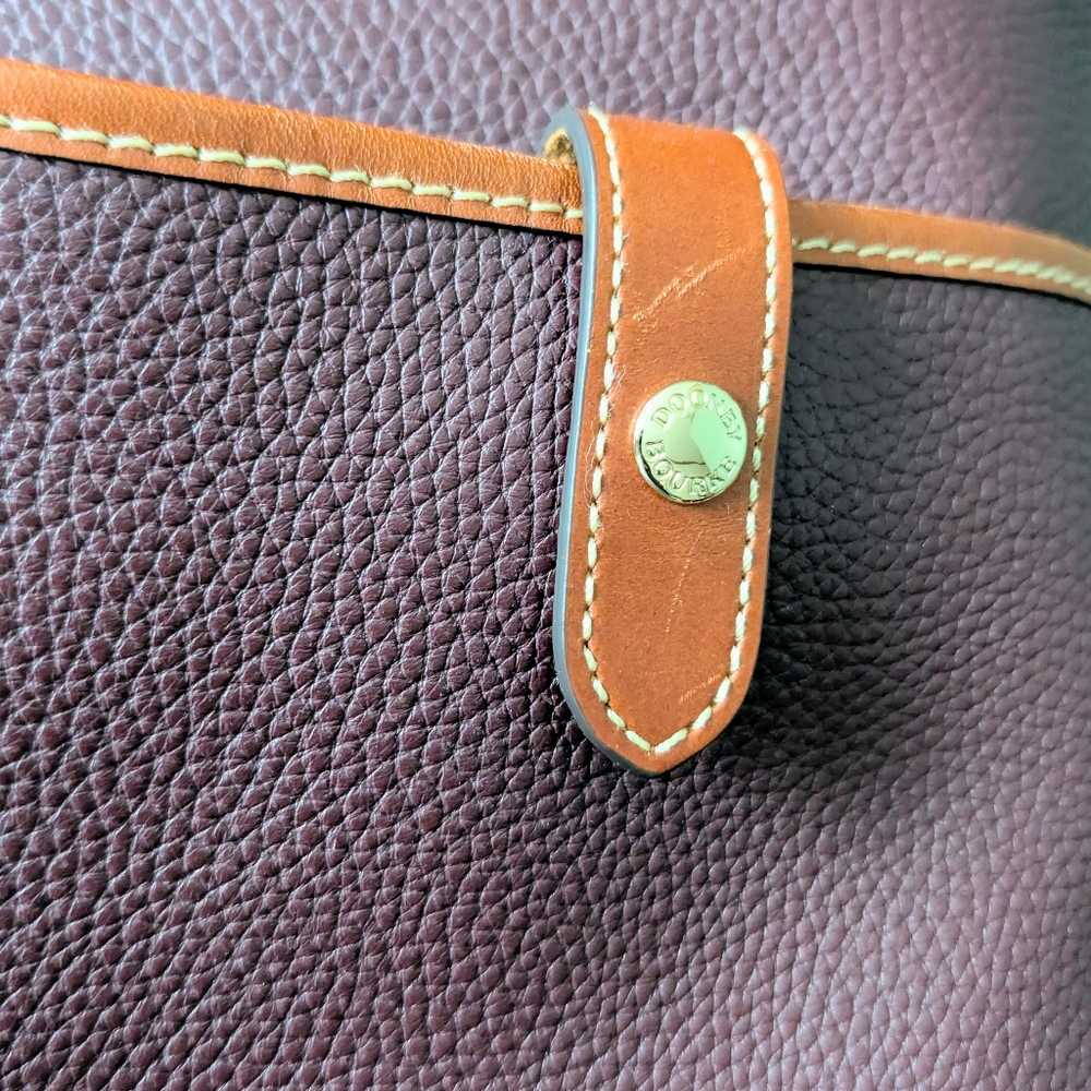 Dooney & Bourke Plum Pebble Leather Tote with Tan Trim - Picture 13 of 13